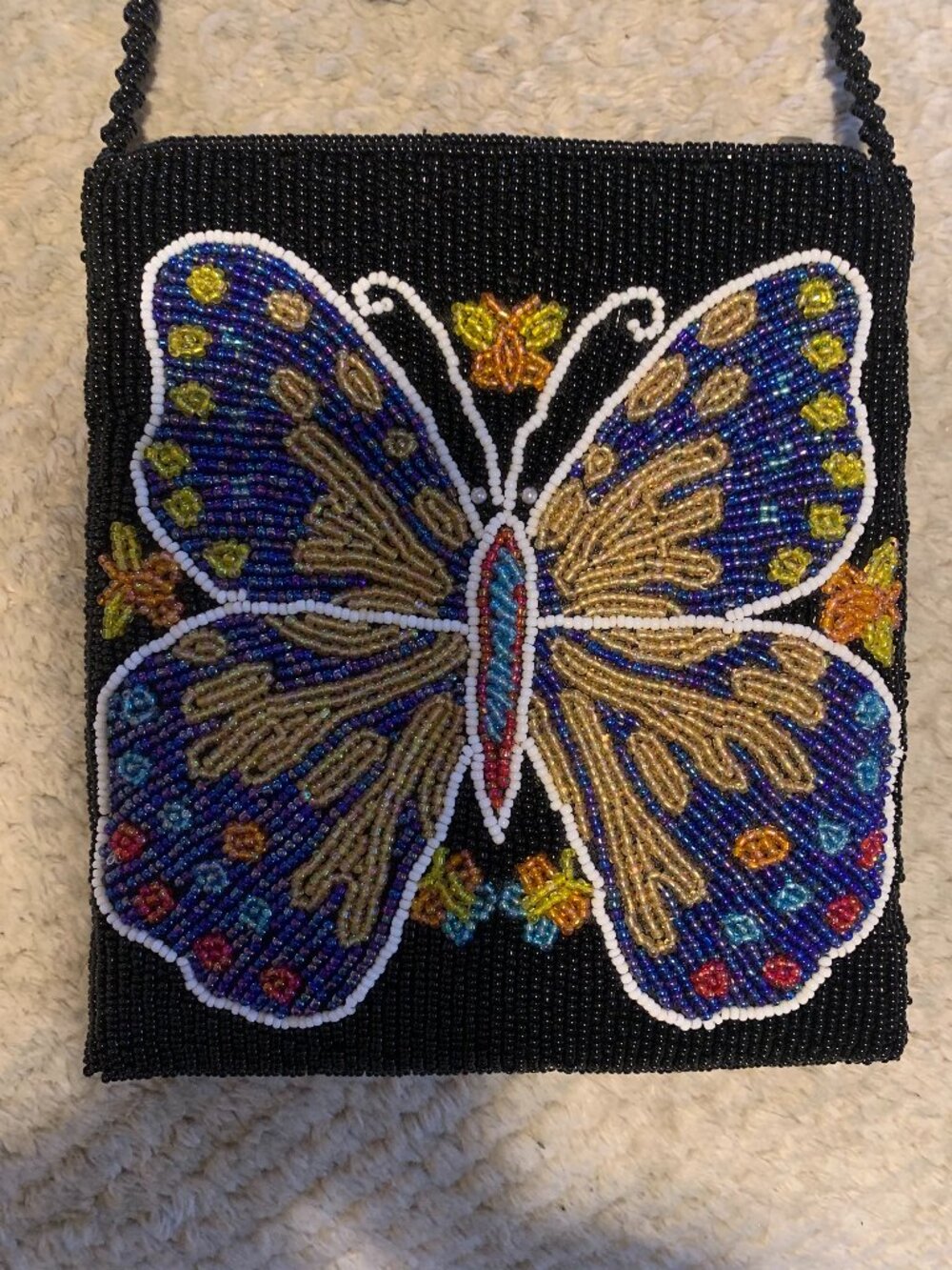 Black Beaded Butterfly Bag